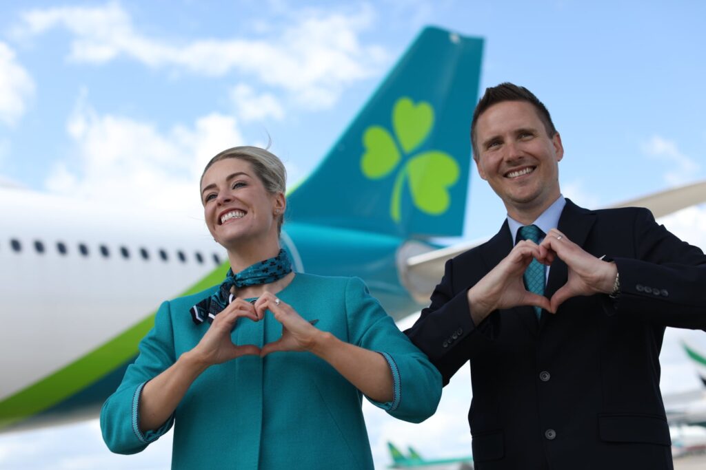 Aer Lingus female and male Cabin Crew.