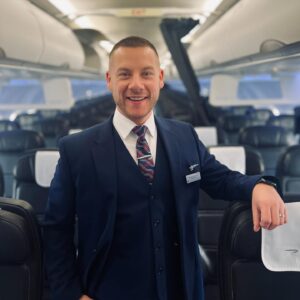 British Airways male Flight Attendant.
