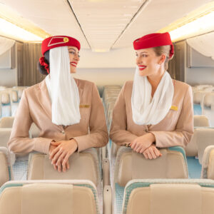 Emirates female Cabin Crew members.