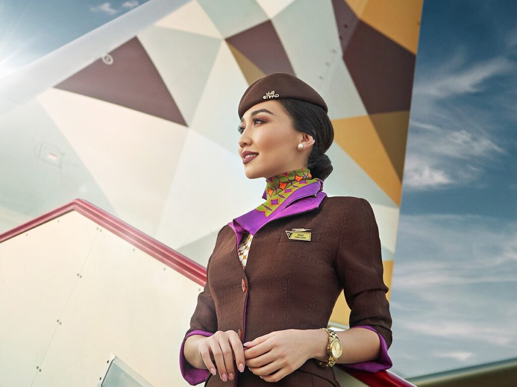 Etihad Airways female Cabin Crew member.
