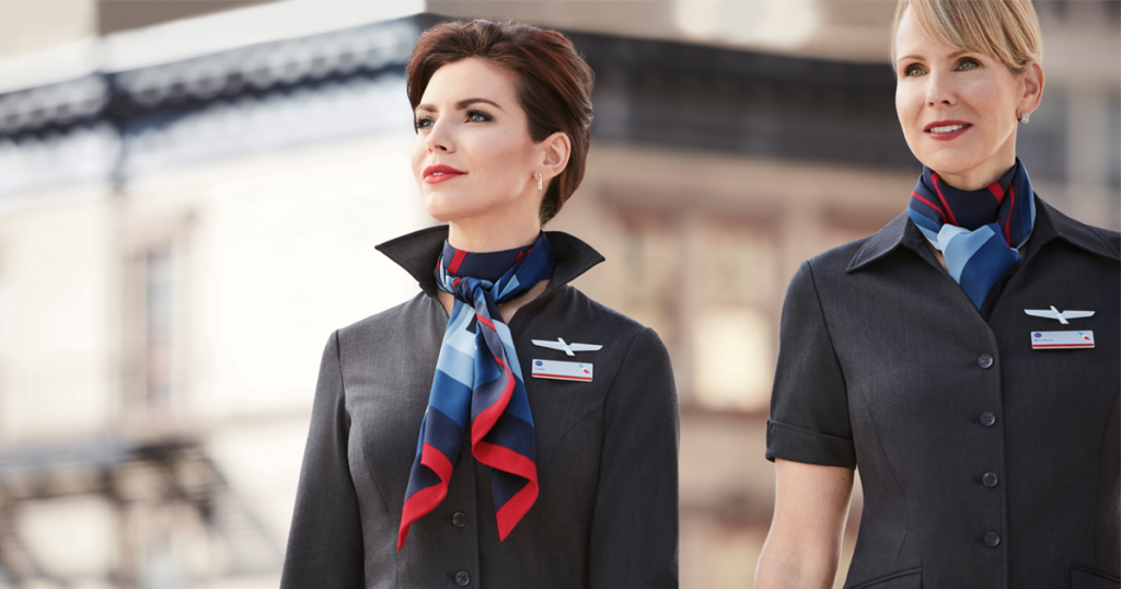 American Airlines female Flight Attendant.