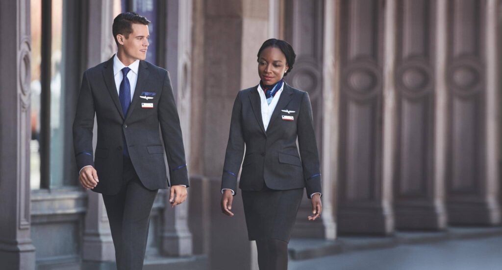 American Airlines male and female Flight Attendants.