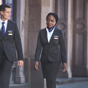 American Airlines male and female Flight Attendants.