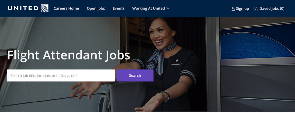 United Flight Attendant Career Page.