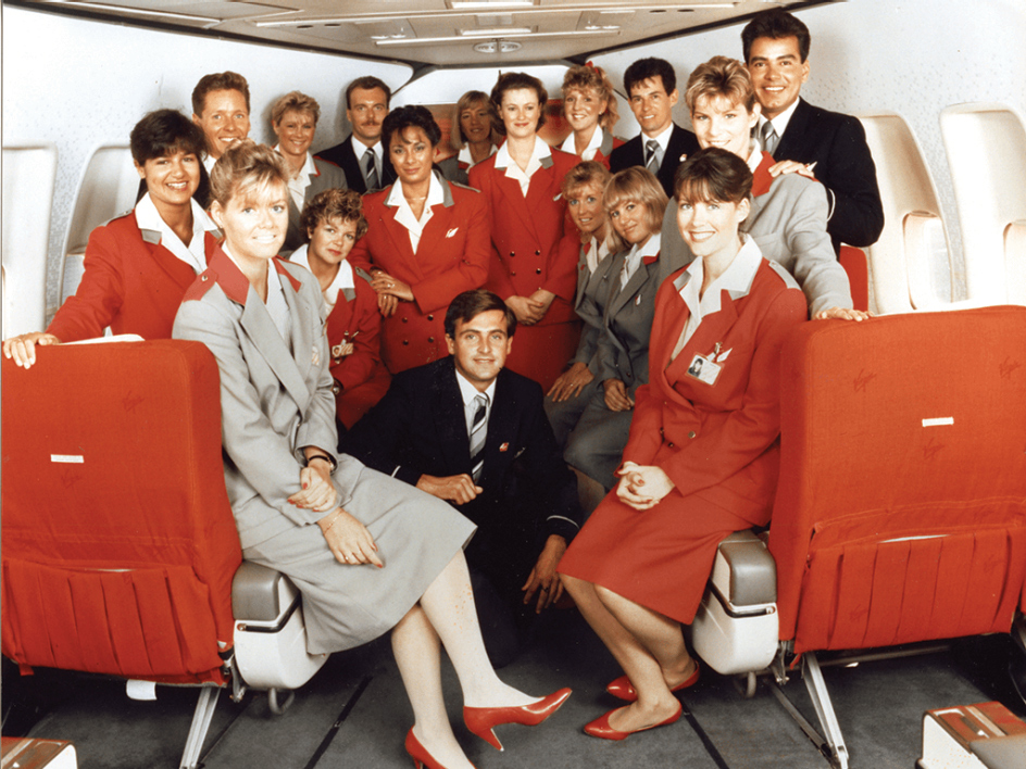 Virgin Atlantic Cabin Crew Members on a first flight.