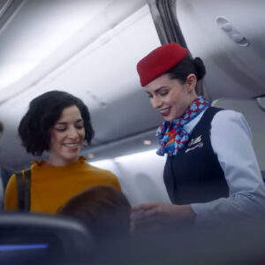 AeroMexico female Flight Attendant while boarding.