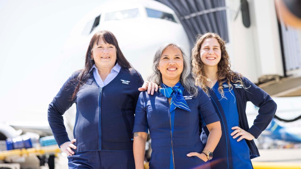 Alaska Airlines female Cabin Crew members.