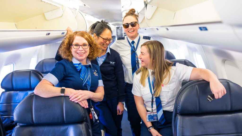 Alaska Airlines female Pilots and Cabin Crew.