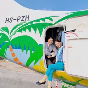 Bangkok Airways male and female Cabin Crew.