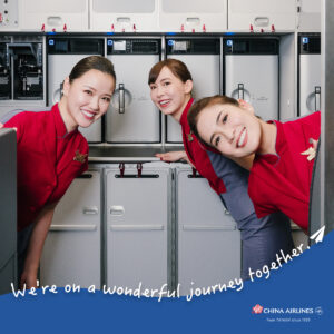 China Airlines female Stewardesses in the galley.
