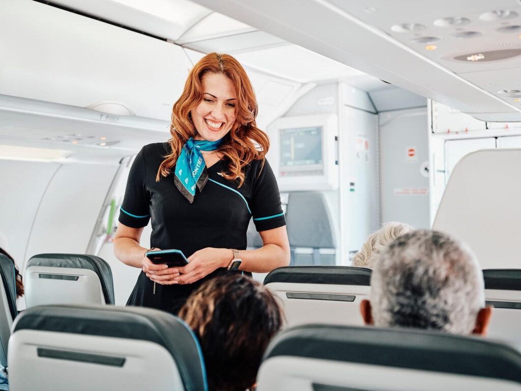 Frontier Airlines female Flight Attendant