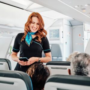 Frontier Airlines female Flight Attendant