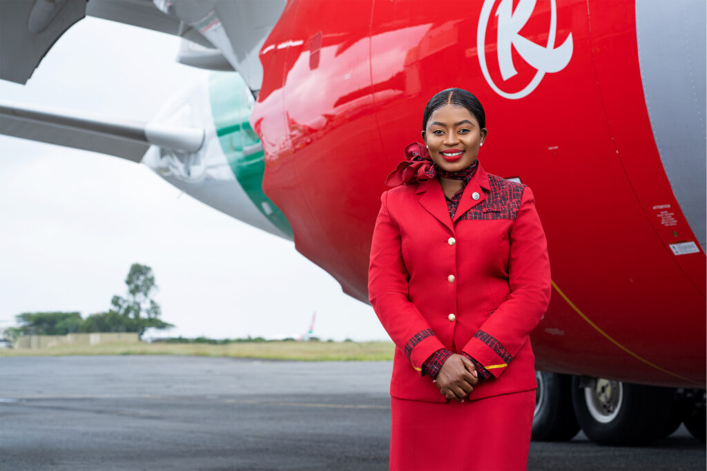Kenya Airways female Cabin Crew member.