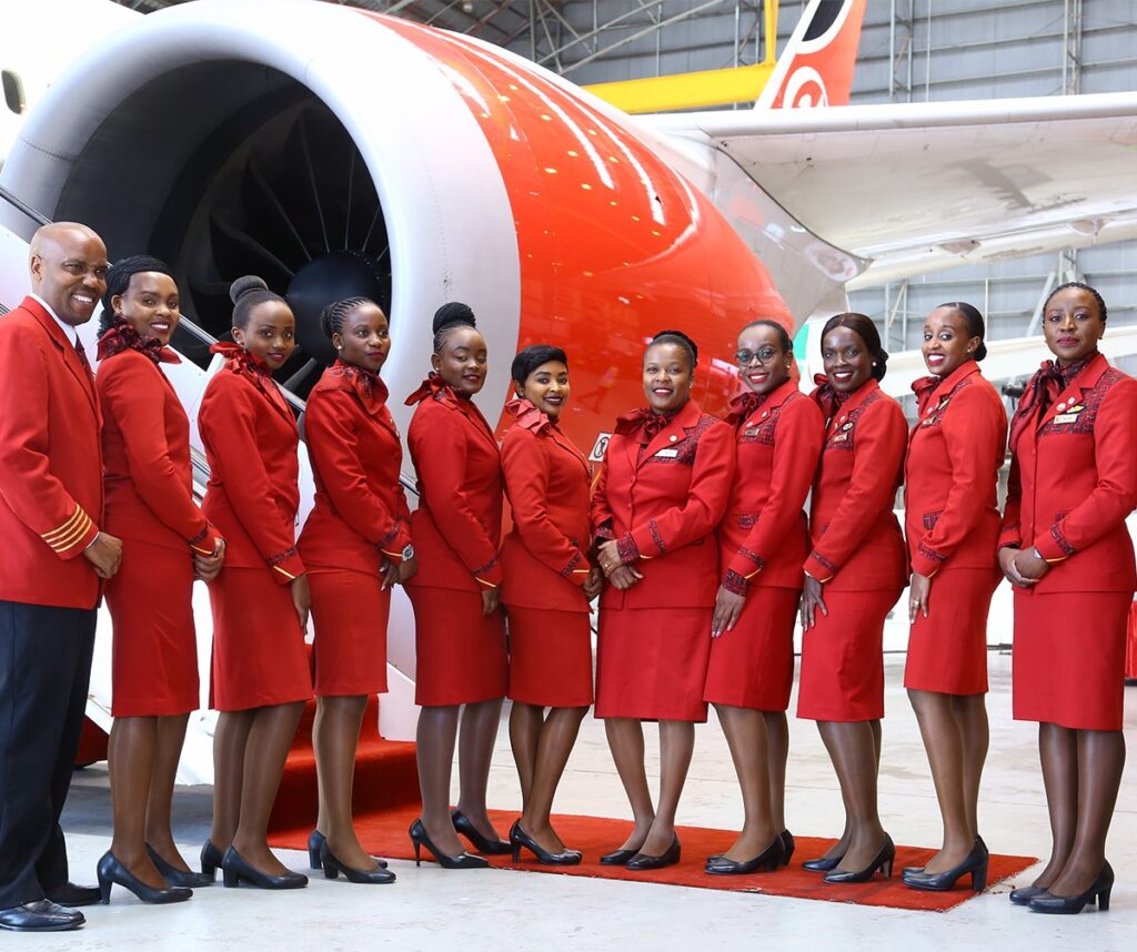 Kenya Airways males and females Cabin Crew.