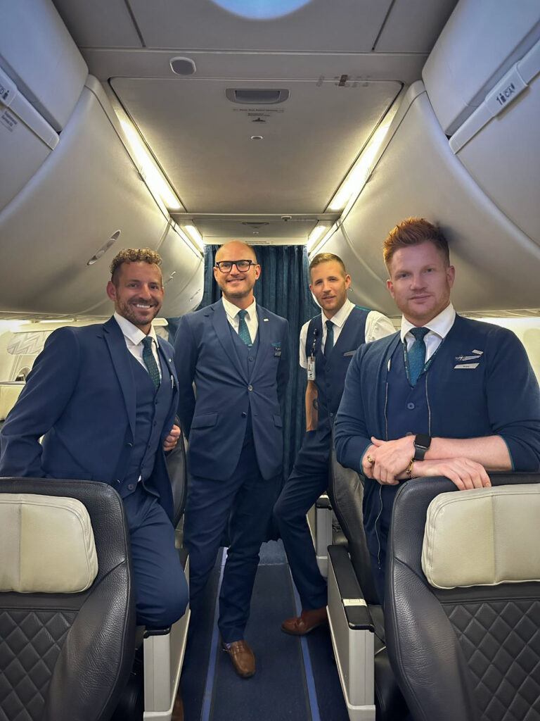 WestJet male Flight Attendants.
