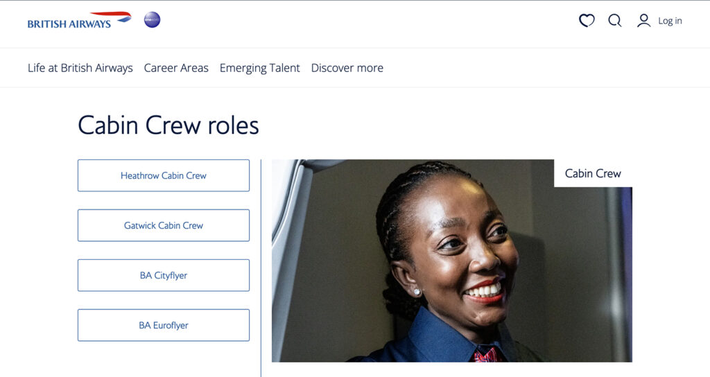 British Airways Careers Page.