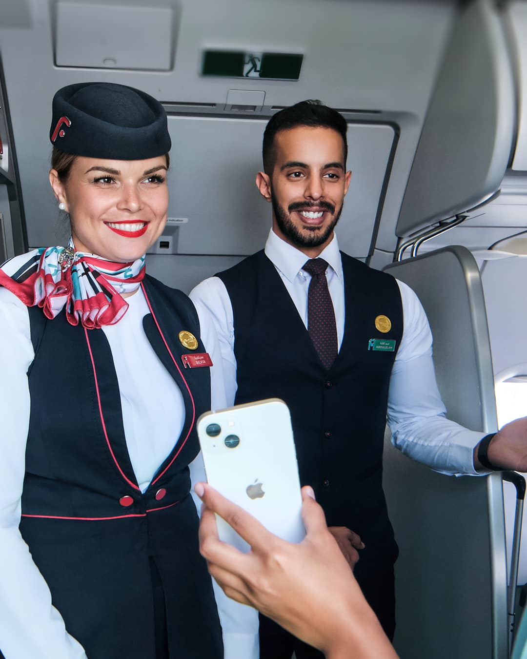 Flynas female and male Flight Attendants.