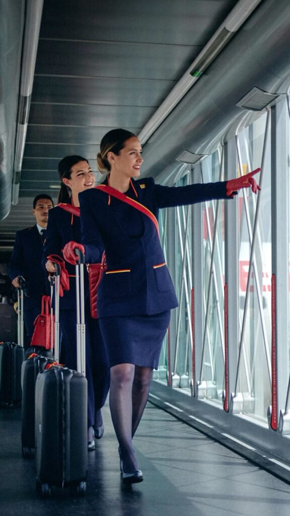 Iberia flight attendants aerobridge