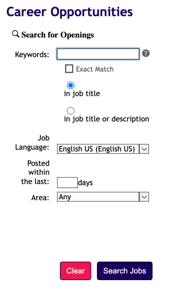 LATAM careers page with filters.