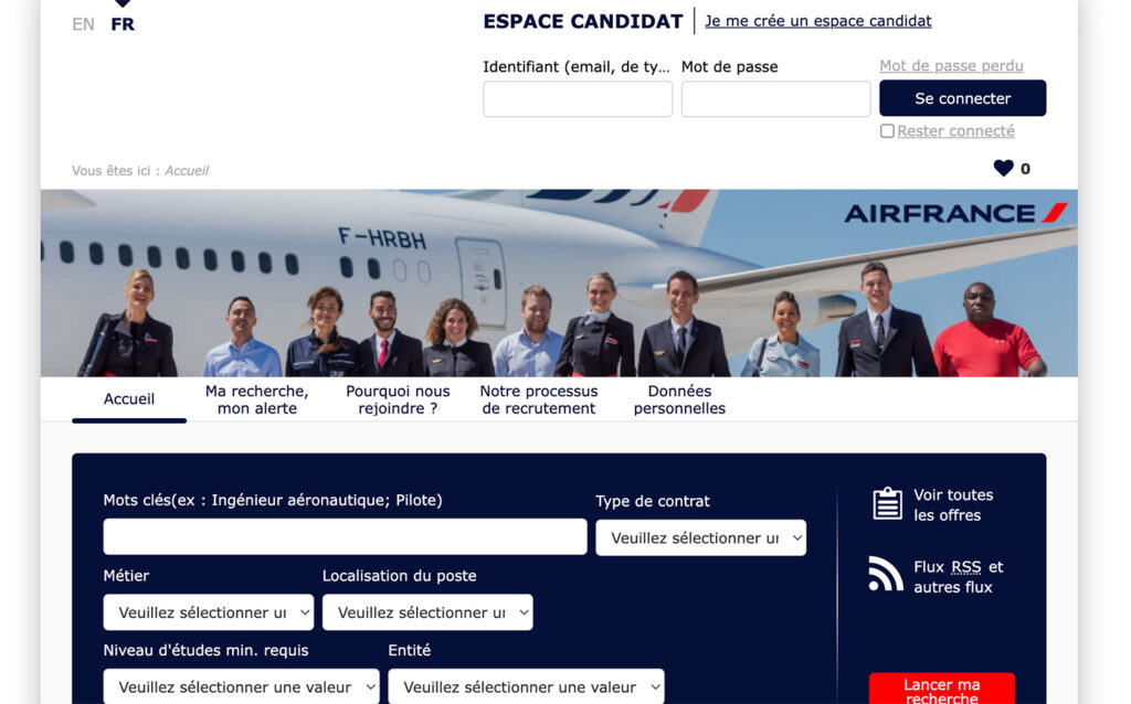 Air France Careers Page.