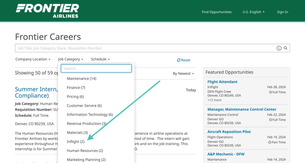 Frontier Airlines Careers Page