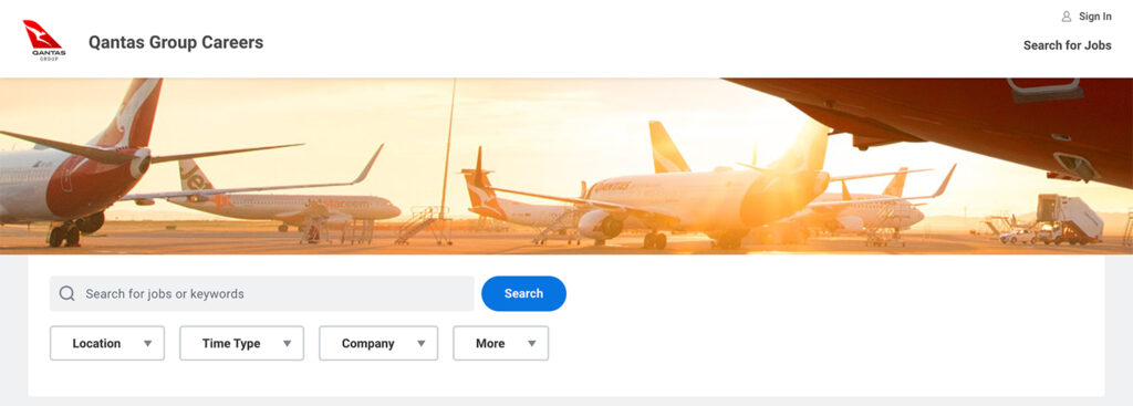 Qantas Careers Page