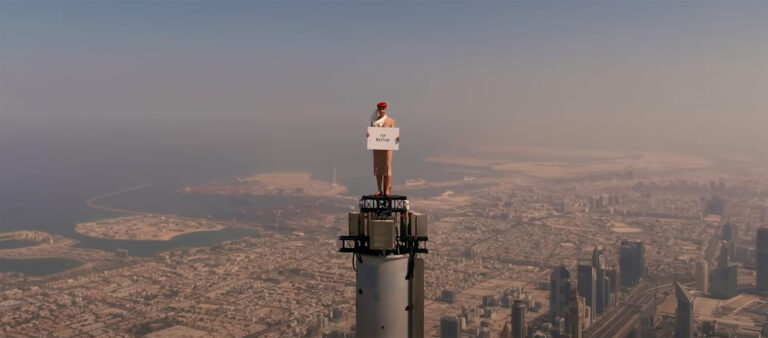 Emirates Cabin Crew on top of Burj Khalifa