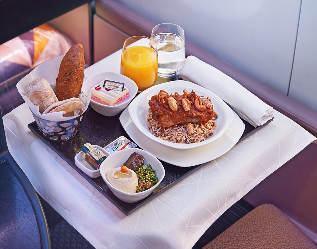 Etihad Airways inflight dining.