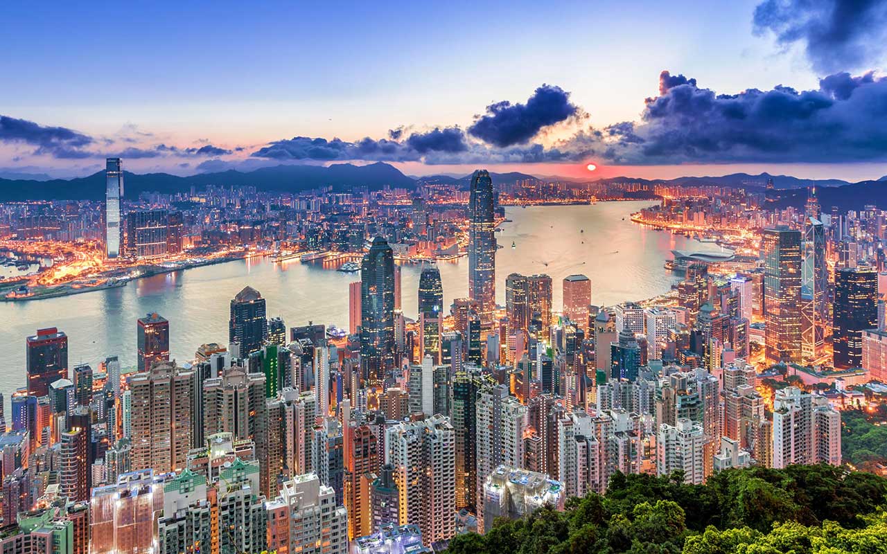 Hong Kong's skyline from Victoria Peak. HK is one of the top destinations to Visit as Cabin Crew.